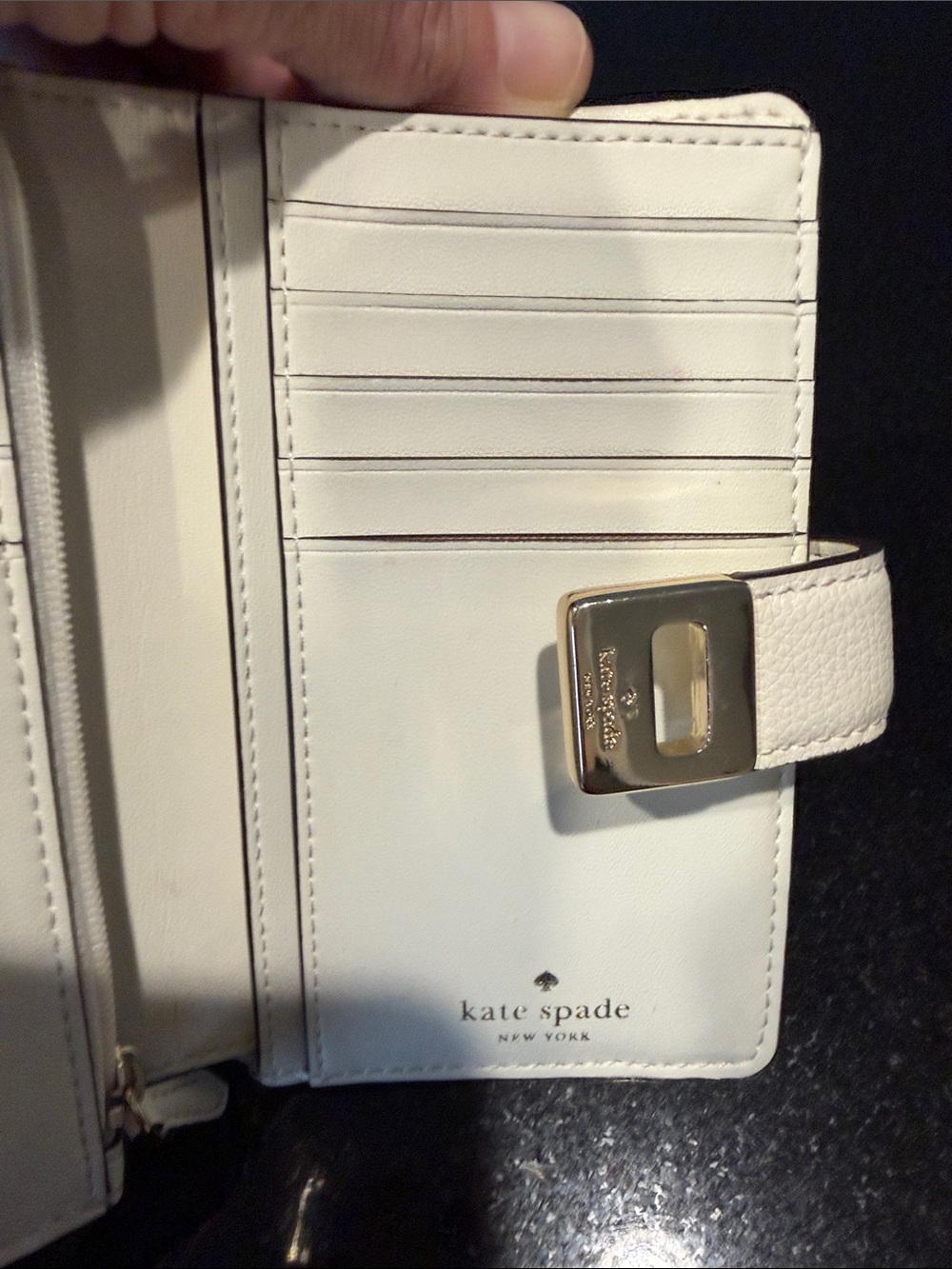 kate spade Cream Leather Floral Appliqué Wallet with Gold Hardware - Picture 12 of 12